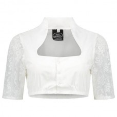Dirndl blouse: Blouse met opstaande kraag, kanten mouwen en knoopjes 100% katoen 